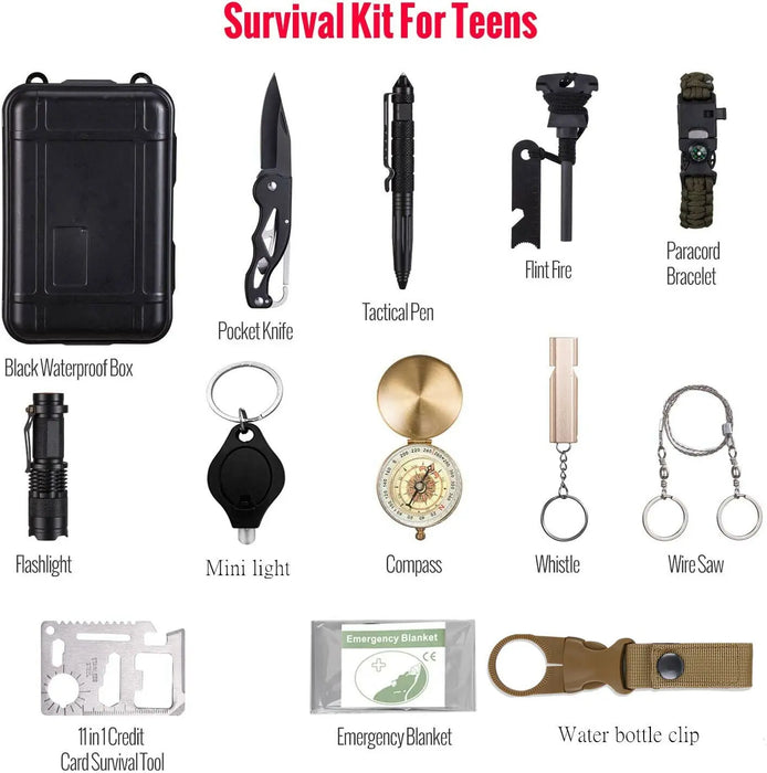 Image of 14-In-1 Compact Emergency Survival Kit for Outdoor Adventures-Item# 12635  NationwideSafes.com