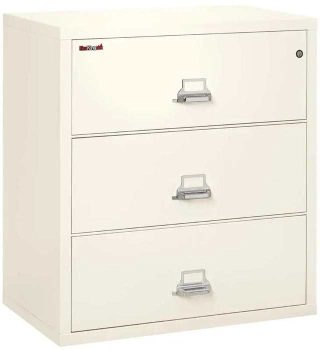 Image of 3-Drawer Fire & Water Rated Lateral File, 38"W - FireKing 3-3822-C -  Ivory-White -NationwideSafes.com