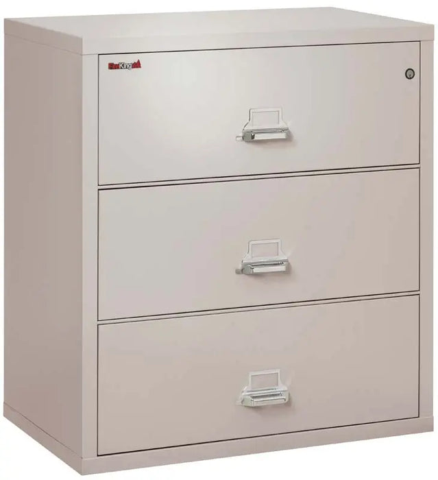 Image of 3-Drawer Fire & Water Rated Lateral File, 38"W - FireKing 3-3822-C -  Platinum -NationwideSafes.com