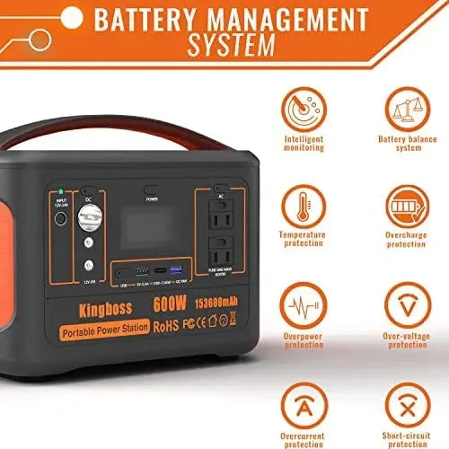 Image of 600W Portable Power Station with Solar Generator Backup and Multiple Protections-Item# 12640  NationwideSafes.com