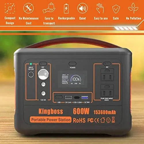 Image of 600W Portable Power Station with Solar Generator Backup and Multiple Protections-Item# 12640  NationwideSafes.com