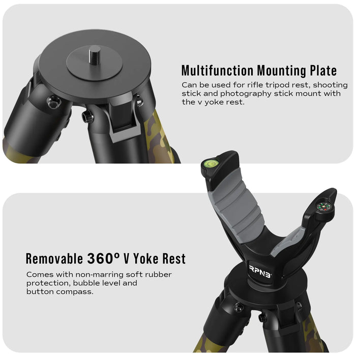 Image of Adjustable Shooting Tripod for Hunting and Outdoor Use, Camouflage-Item# 12545  NationwideSafes.com