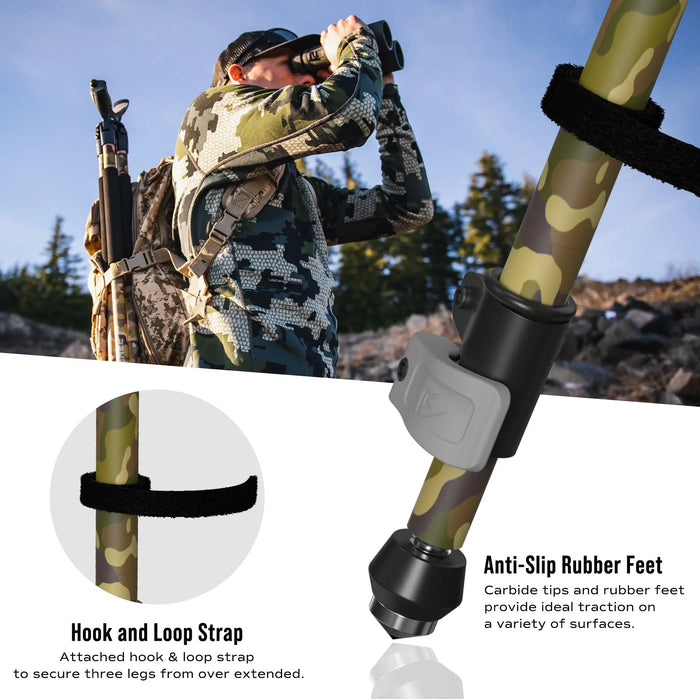 Image of Adjustable Shooting Tripod for Hunting and Outdoor Use, Camouflage-Item# 12545  NationwideSafes.com