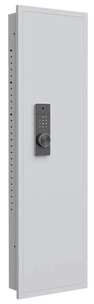 Advanced Tall Biometric Wall Safe with Keypad and Backup Key, White-Item# 12975  NationwideSafes.com