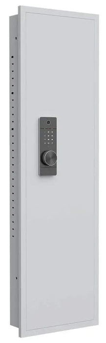 Image of Advanced Tall Biometric Wall Safe with Keypad and Backup Key, White-Item# 12975  NationwideSafes.com