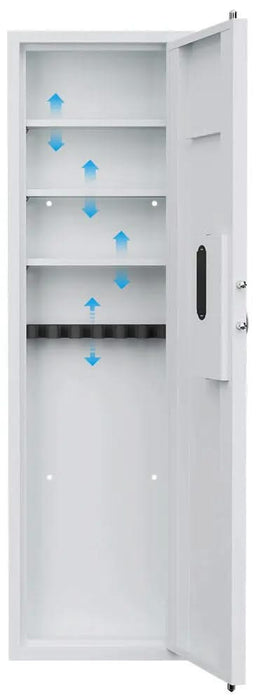 Image of Advanced Tall Biometric Wall Safe with Keypad and Backup Key, White-Item# 12975  NationwideSafes.com