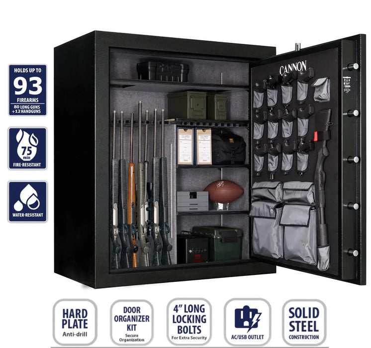 Image of Cannon's Large Biometric Gun Safe - Fire, Burglary, and Water-Resistant | 80 Rifle Capacity-Item# 12830  NationwideSafes.com