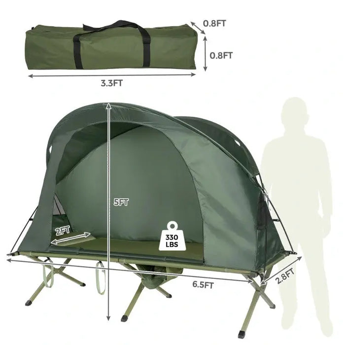 Image of Compact and Portable 1-Person Elevated Cot Tent Set with External Cover-Item# 12625  NationwideSafes.com