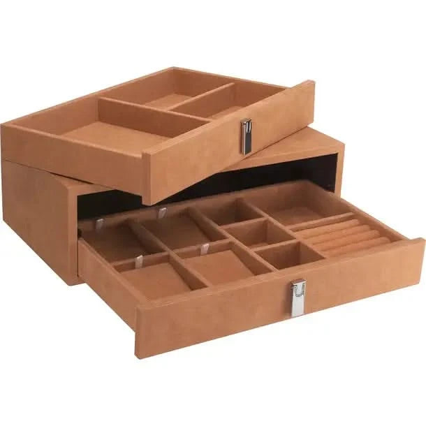 Image of Elegant Suede-Lined Jewelry Drawer Set, Tan-Item# 12895  NationwideSafes.com