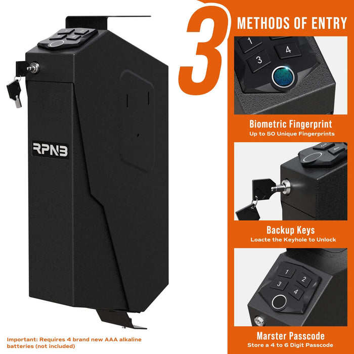 Image of RPNB RP311F | Pistol Safe w/ Fingerprint Lock & Keypad, Side Mountable--Item# 12220  NationwideSafes.com