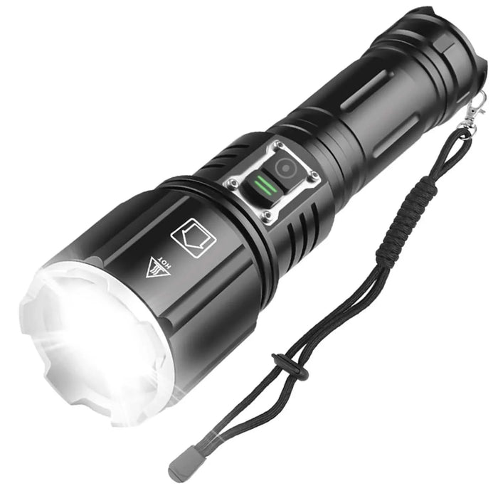 High-Intensity Tactical LED Flashlight: Waterproof, Rechargeable, and Zoomable with Emergency Power Bank-Item# 12660  NationwideSafes.com