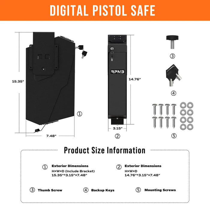 Image of RPNB RP311E | Pistol Safe w/ Keypad, Side Mountable--Item# 12225  NationwideSafes.com