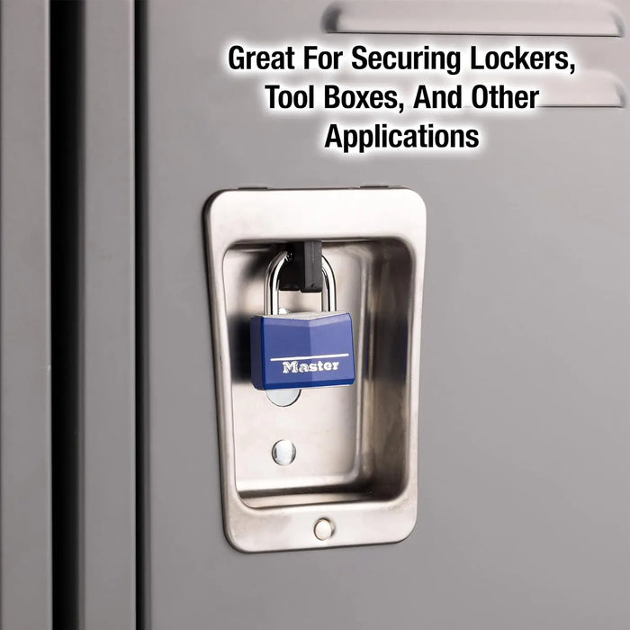 Image of Master Lock 142DCM: Scratch-Resistant Keyed Padlock, Blue-Item# 12595  NationwideSafes.com