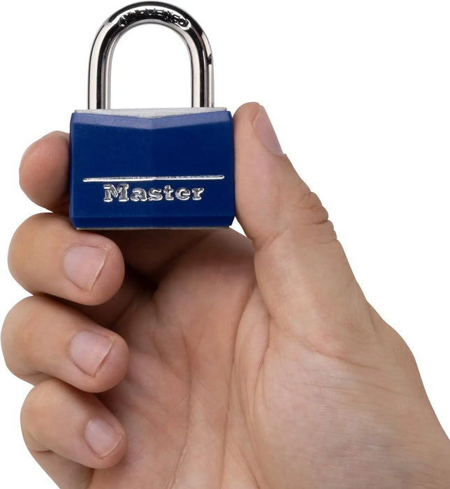 Image of Master Lock 142DCM: Scratch-Resistant Keyed Padlock, Blue-Item# 12595  NationwideSafes.com