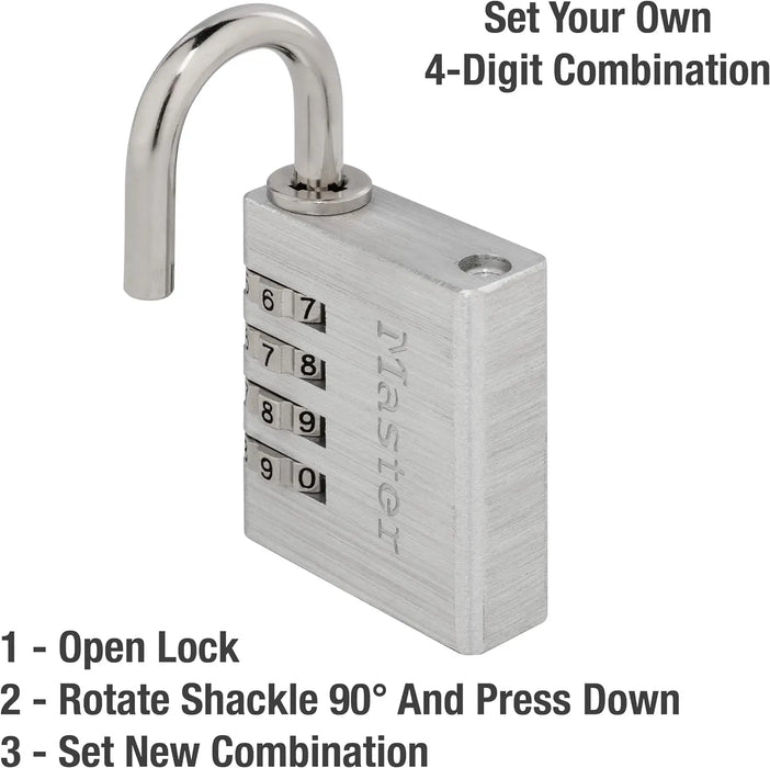 Image of Master Lock Combination Padlock - Silver, Single Pack-Item# 12590  NationwideSafes.com