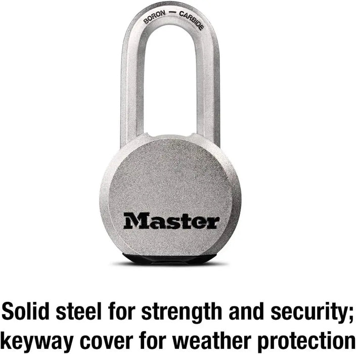 Image of Master Lock Magnum Solid Steel Silver Padlock: Heavy-Duty, Cut Resistant Lock for Outdoor Gates and Sheds-Item# 12585  NationwideSafes.com