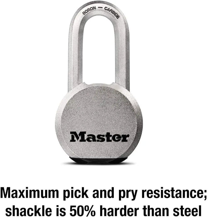 Image of Master Lock Magnum Solid Steel Silver Padlock: Heavy-Duty, Cut Resistant Lock for Outdoor Gates and Sheds-Item# 12585  NationwideSafes.com