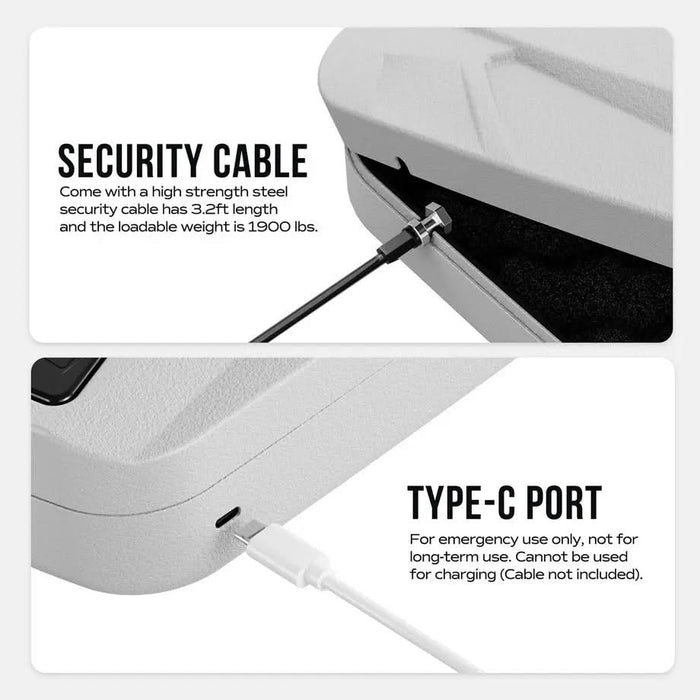 Image of Portable Biometric Pistol Safe with Fingerprint Access - White-Item# 12980  NationwideSafes.com