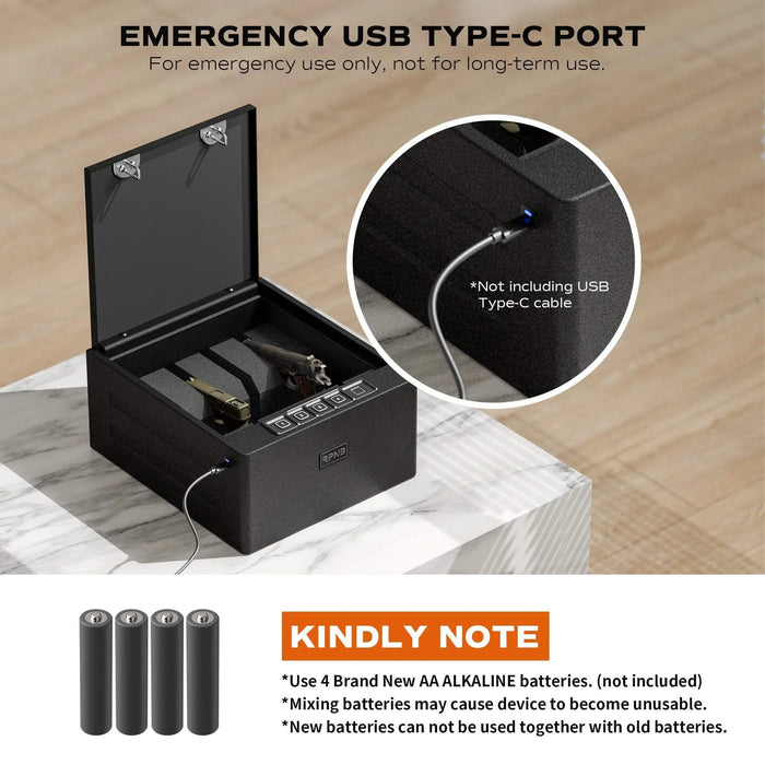 Image of RPNB RP2016 | 4-Pistol Capacity Biometric Handgun Safe with Keypad Entry-Item# 12470  NationwideSafes.com