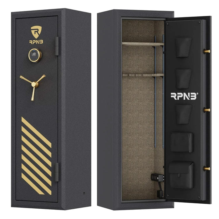 Image of RPNB RPFS10-B | 10-Gun Rifle Safe, Biometric Lock & Keypad, Black, Fire Resistant--Item# 12350  NationwideSafes.com