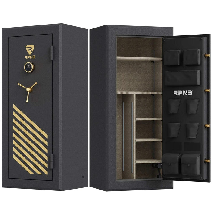 Image of RPNB RPFS24-B | 24 Rifle Capacity Gun Safe, Biometric, Keypad, Black, Fire Resistant--Item# 12370  NationwideSafes.com