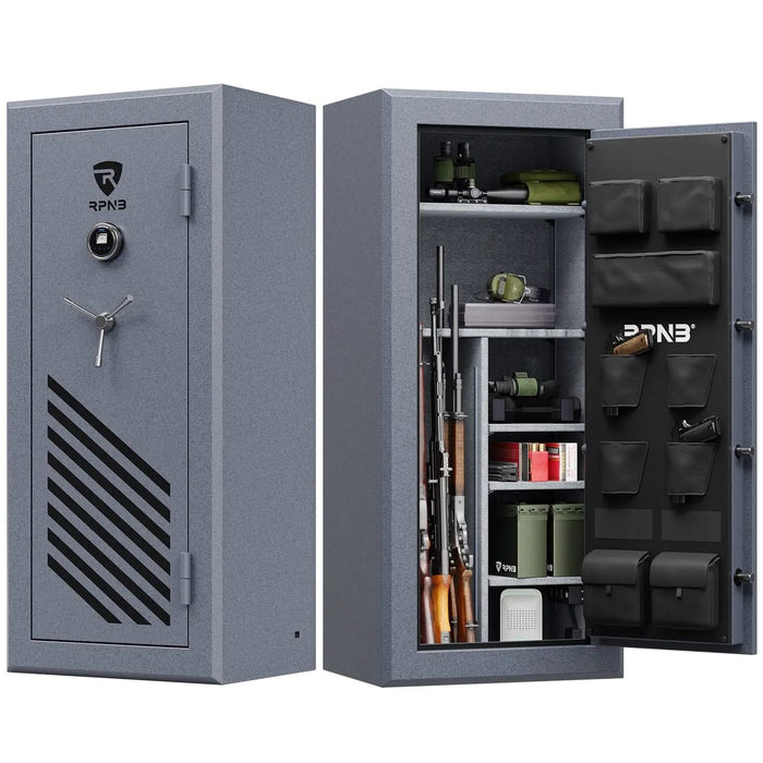RPNB RPFS24-G | 24 Rifle Capacity Gun Safe, Biometric, Keypad, Gray, Fire Resistant--Item# 12375  NationwideSafes.com