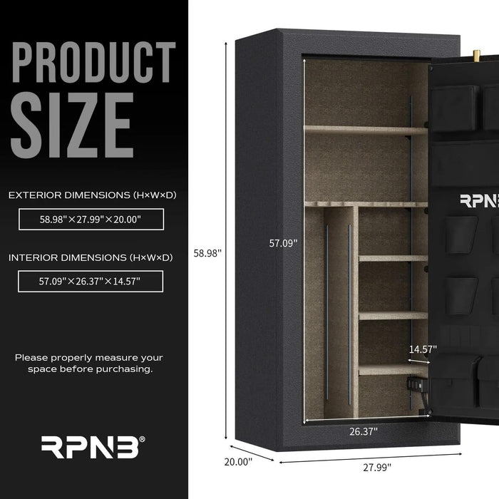 Image of RPNB RPFS30-B | 30 Rifle Capacity Gun Safe, Biometric, Keypad, Black, Fire Resistant--Item# 12380  NationwideSafes.com