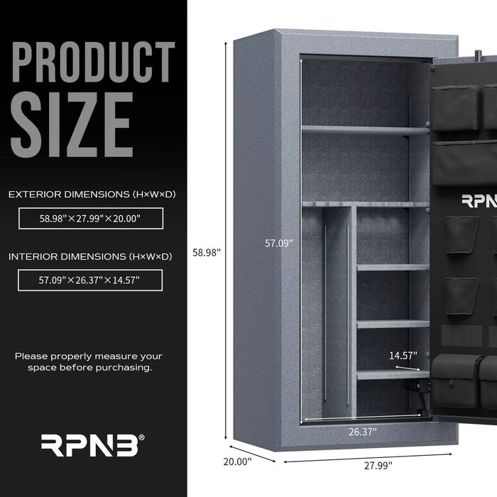 Image of RPNB RPFS30-G | 30 Rifle Capacity Gun Safe, Biometric, Keypad, Gray, Fire Resistant--Item# 12385  NationwideSafes.com