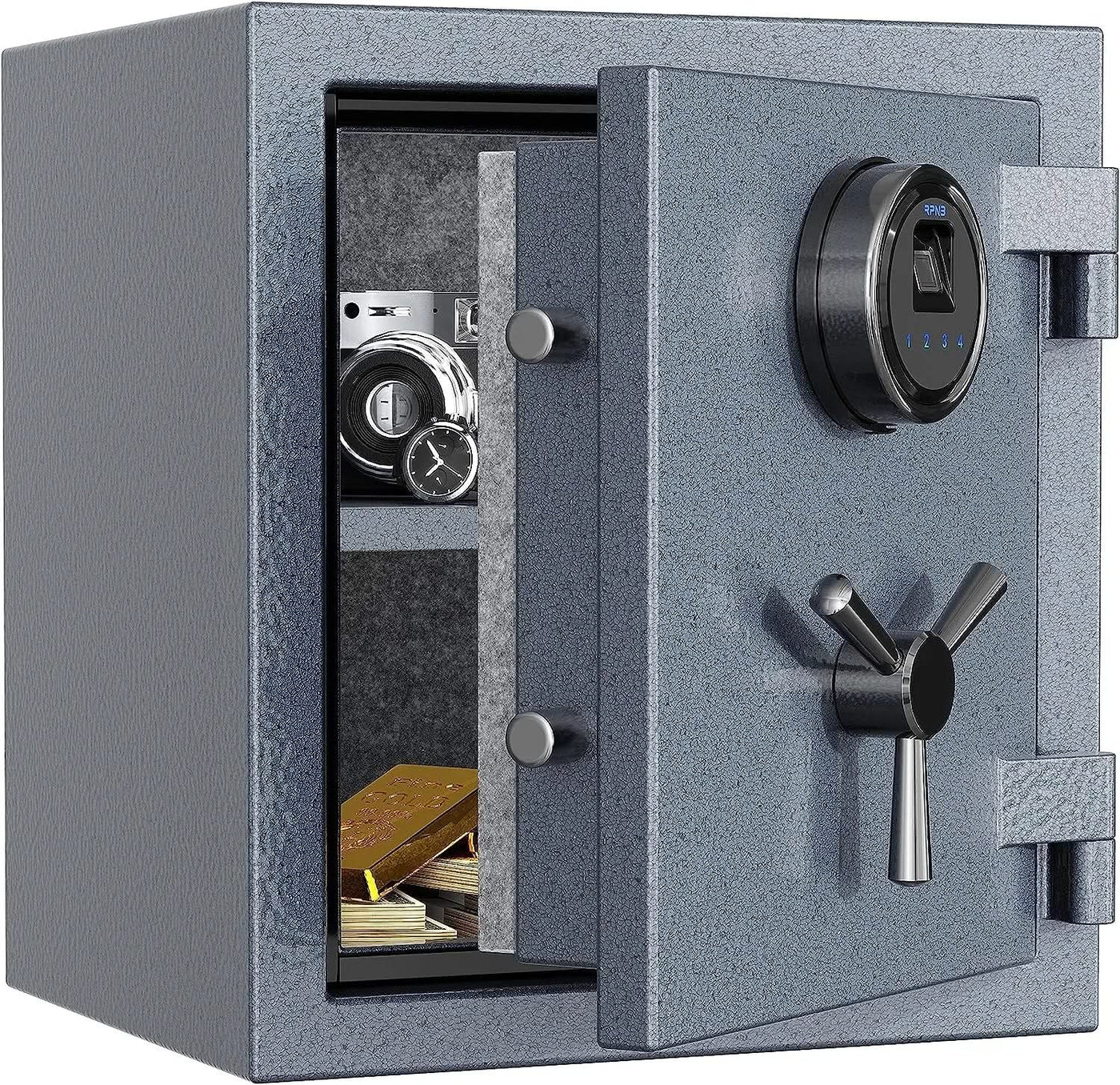 Gray Fire Safe With Biometric Lock and Touch-Screen Keypad, 0.8 Cubic Feet--Item# 12295