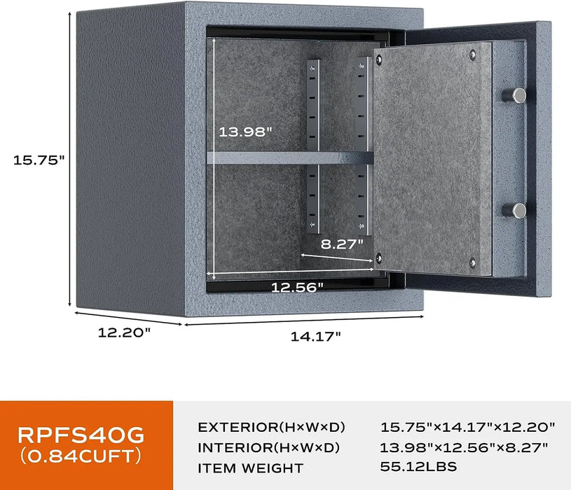 Image of RPNB RPFS40G | Gray Fire Safe With Biometric Lock and Touch-Screen Keypad, 0.8 Cubic Feet--Item# 12295  NationwideSafes.com