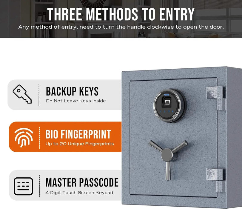 Image of RPNB RPFS40G | Gray Fire Safe With Biometric Lock and Touch-Screen Keypad, 0.8 Cubic Feet--Item# 12295  NationwideSafes.com