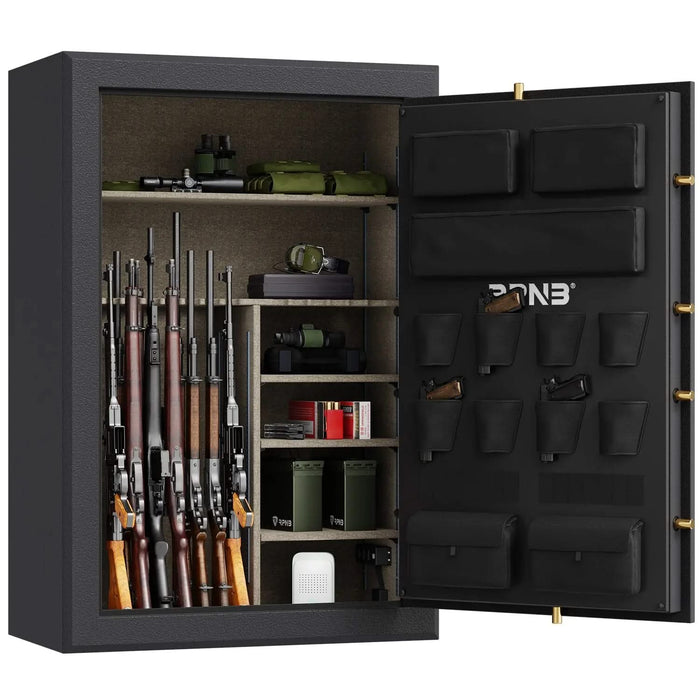 Image of RPNB RPFS45-B | 45 Rifle Capacity Gun Safe, Biometric, Keypad, Black, Fire Resistant--Item# 12390  NationwideSafes.com