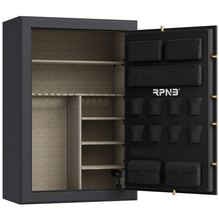 Image of RPNB RPFS45-B | 45 Rifle Capacity Gun Safe, Biometric, Keypad, Black, Fire Resistant--Item# 12390  NationwideSafes.com