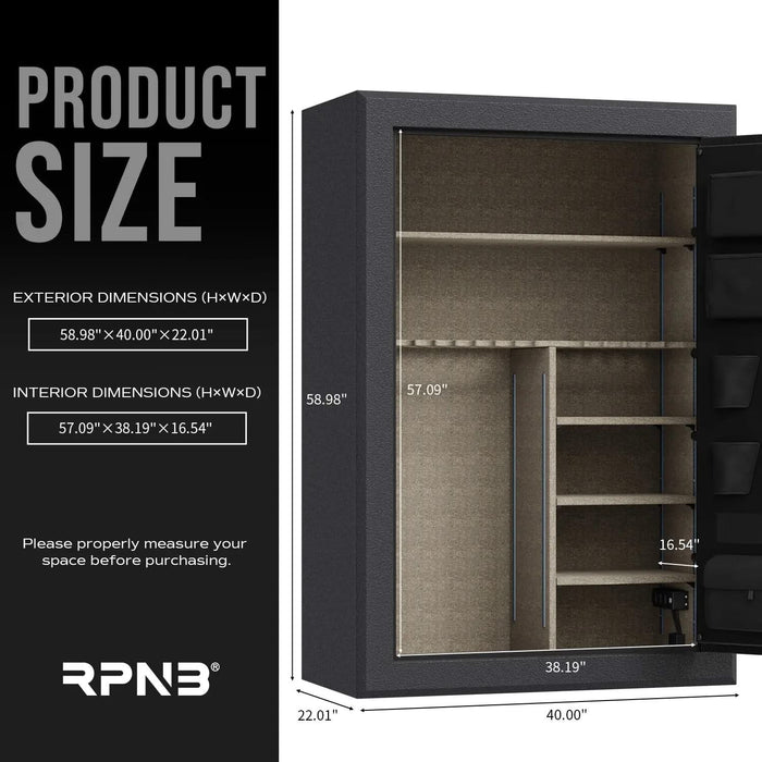 Image of RPNB RPFS45-B | 45 Rifle Capacity Gun Safe, Biometric, Keypad, Black, Fire Resistant--Item# 12390  NationwideSafes.com