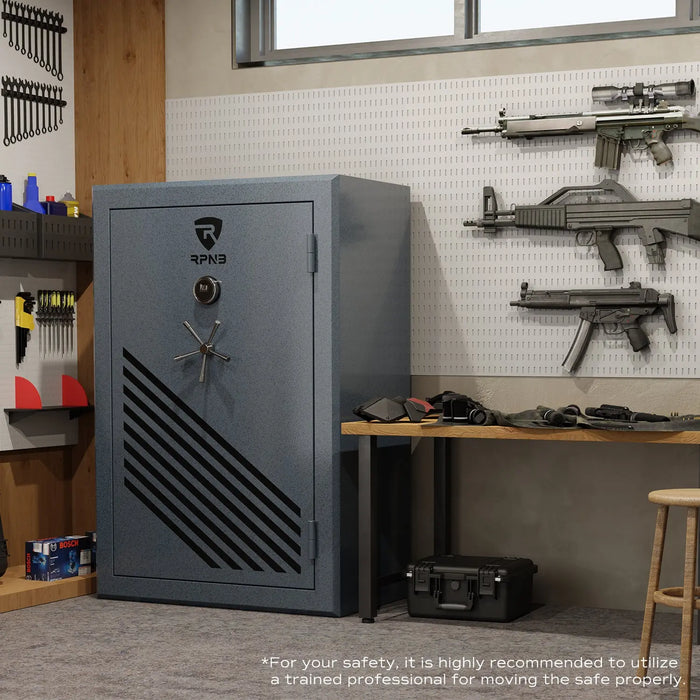 Image of RPNB RPFS45-G | 45 Rifle Capacity Gun Safe, Biometric, Keypad, Gray, Fire Resistant--Item# 12395  NationwideSafes.com