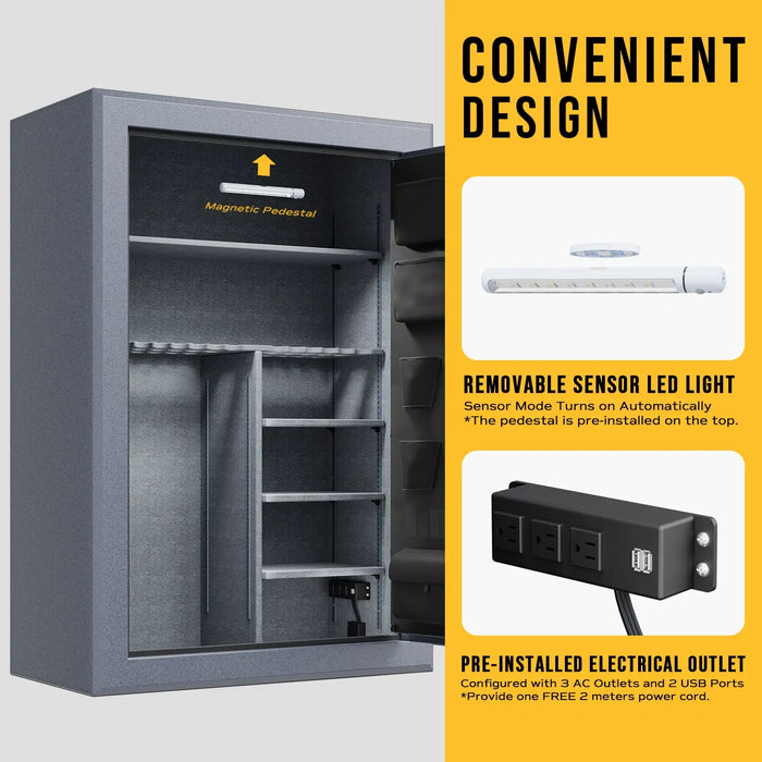 Image of RPNB RPFS45-G | 45 Rifle Capacity Gun Safe, Biometric, Keypad, Gray, Fire Resistant--Item# 12395  NationwideSafes.com