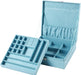 Image of Sleek Two-Layer Lint Jewelry Box Organizer with Lock in Blue-Item# 12610  NationwideSafes.com