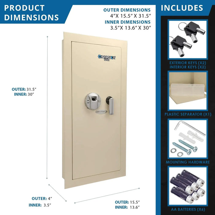 Image of Tall Biometric Wall Safe with Right Swing Door-Item# 12940  NationwideSafes.com