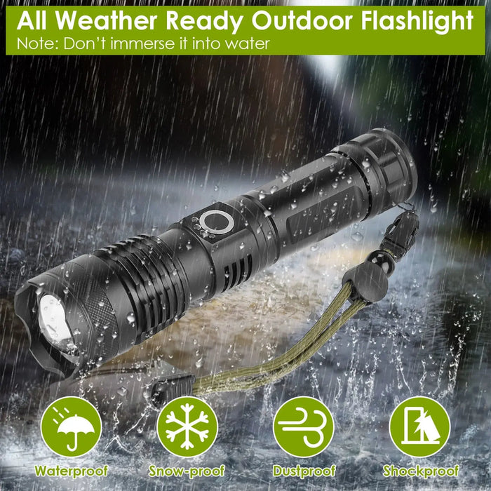 Image of Ultra-Bright Tactical LED Flashlight - Zoomable, Rechargeable, 5 Modes, 50000LM-Item# 12665  NationwideSafes.com