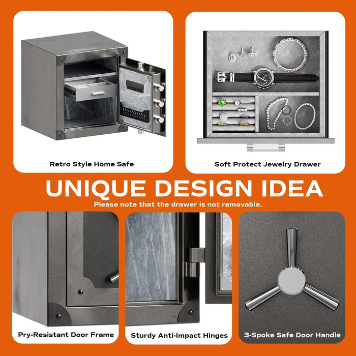 Image of Vintage-Inspired Home Safe with Biometric Lock and Jewelry Organizer, 1.5 Cu Ft-Item# 12455  NationwideSafes.com