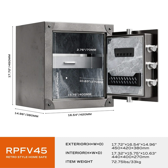 Image of Vintage-Inspired Home Safe with Biometric Lock and Jewelry Organizer, 1.5 Cu Ft-Item# 12455  NationwideSafes.com