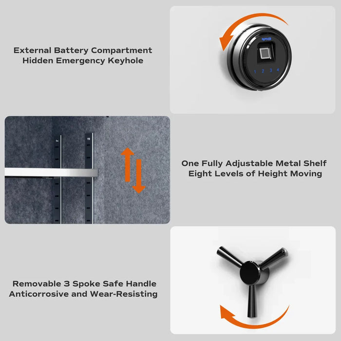 Image of Biometric Fireproof Home Safe with Advanced Security Features [1.3 Cubic Feet]-Item# 13075-NationwideSafes.com