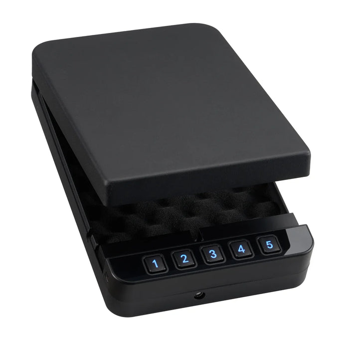 Portable Car Gun Safe with Electronic Keypad - Quick Access Pistol Lock Box for Home and Travel Handgun Storage [0.1 Cu. Ft.]--Item# 13375