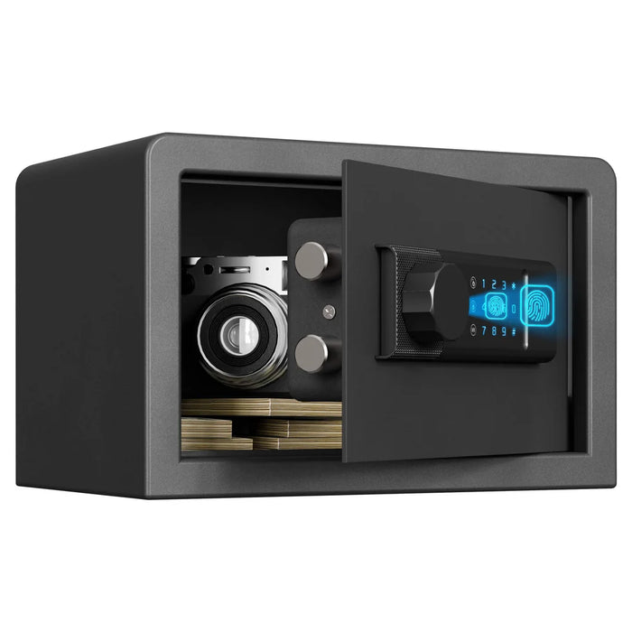 Biometric Home Safe with Fingerprint Scanner and Digital Keypad for Cash and Jewelry [0.3 Cu. Ft.]--Item# 13405