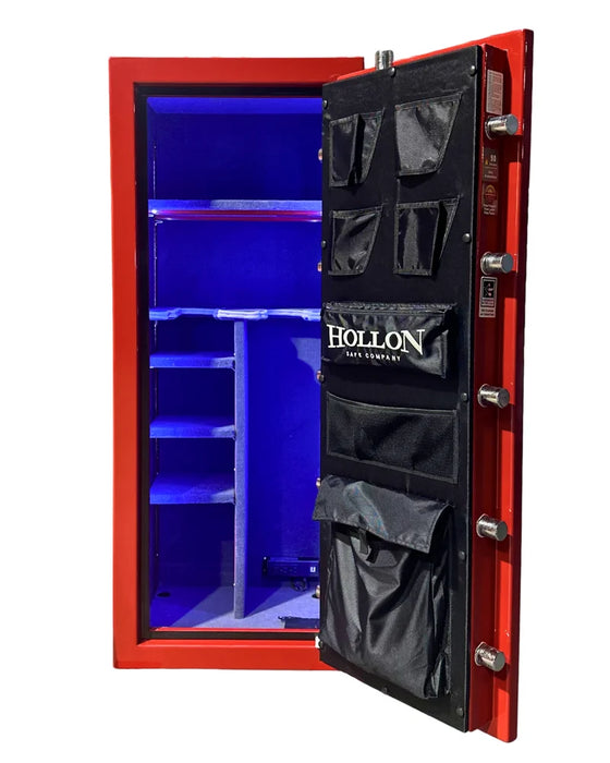 Image of Hollon BHS-16C (Red) Black Hawk 16-Gun Safe with S&G Dial Combination Lock and 90-Minute Fire Protection [6.4 Cu. Ft.]--Item# 13560