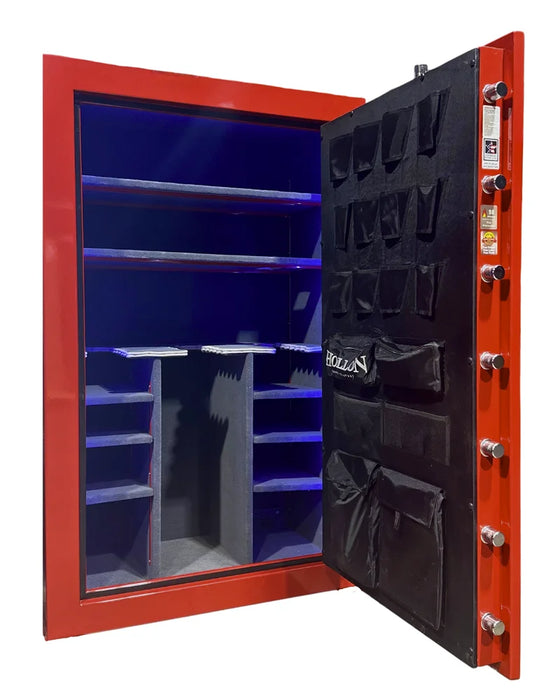 Image of Hollon BHS-45C (Red) Black Hawk 45-Gun Safe with S&G Dial Combination Lock and 90-Minute Fire Protection [31 Cu. Ft.]--Item# 13590