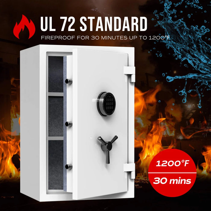 Image of 2.1 Cubic Feet White Fireproof Safe with Digital Keypad, 30 Minute Fire Protection Document Safe for Home [2.1 Cu. Ft.]--Item# 13385