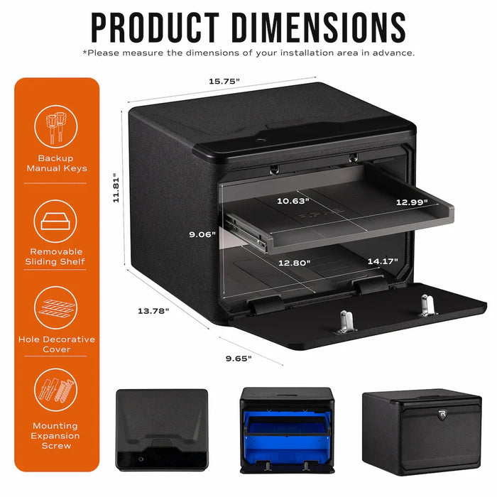 Image of Touchscreen Biometric Fingerprint Pistol Safe, Dual-Layer Closet Safe for Handguns, Documents and Valuables [0.9 Cu. Ft.]--Item# 13395