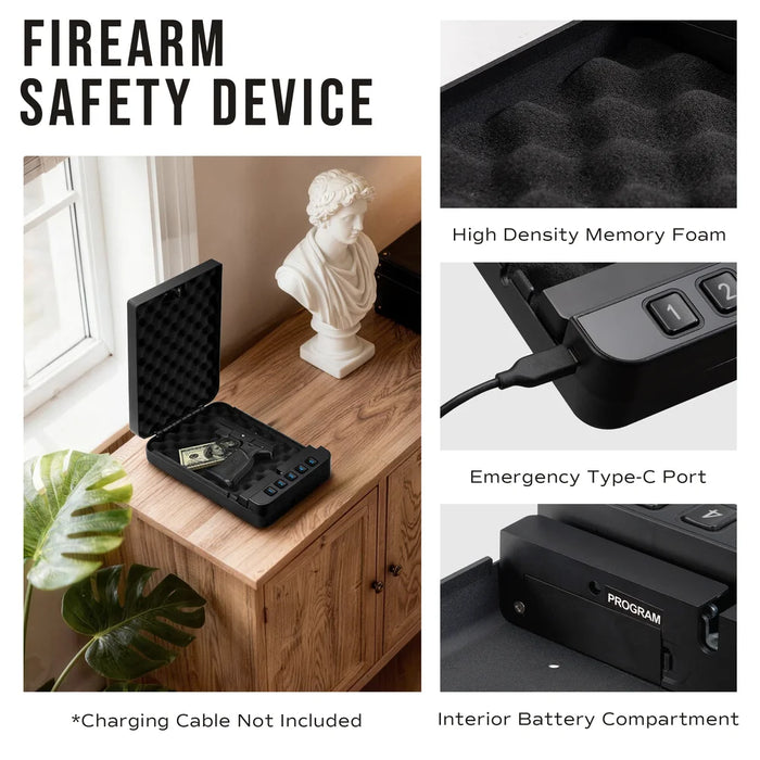 Image of Portable Car Gun Safe with Electronic Keypad - Quick Access Pistol Lock Box for Home and Travel Handgun Storage [0.1 Cu. Ft.]--Item# 13375