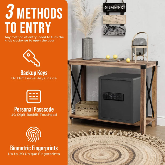 Image of Biometric Home Safe with Fingerprint Digital Keypad Lock for Cash and Jewelry [1.2 Cu. Ft.]--Item# 13415
